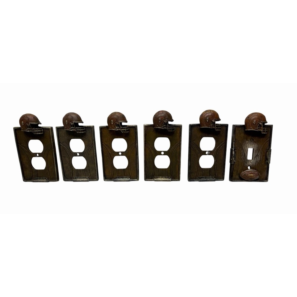 6 Football Helmet & Ball Wall Outlet Switch Plate Cover Brown Home Hobby Decor